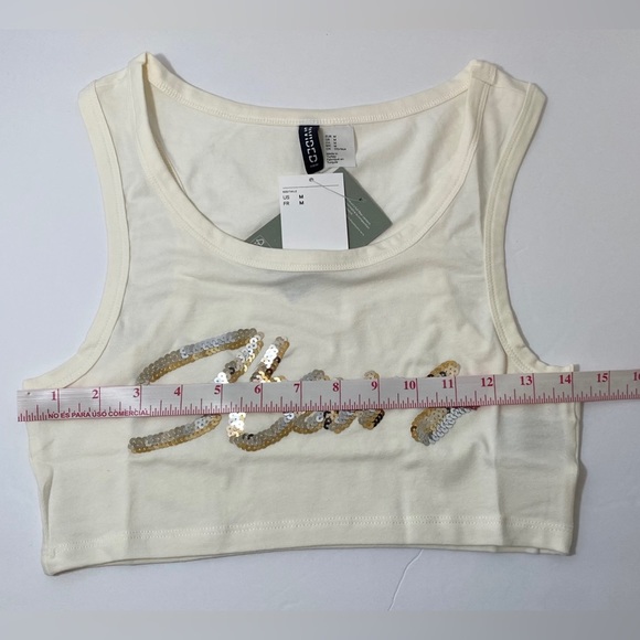 H&M NWT Women’s Crop Top with Sequins Size Medium - Picture 3 of 8